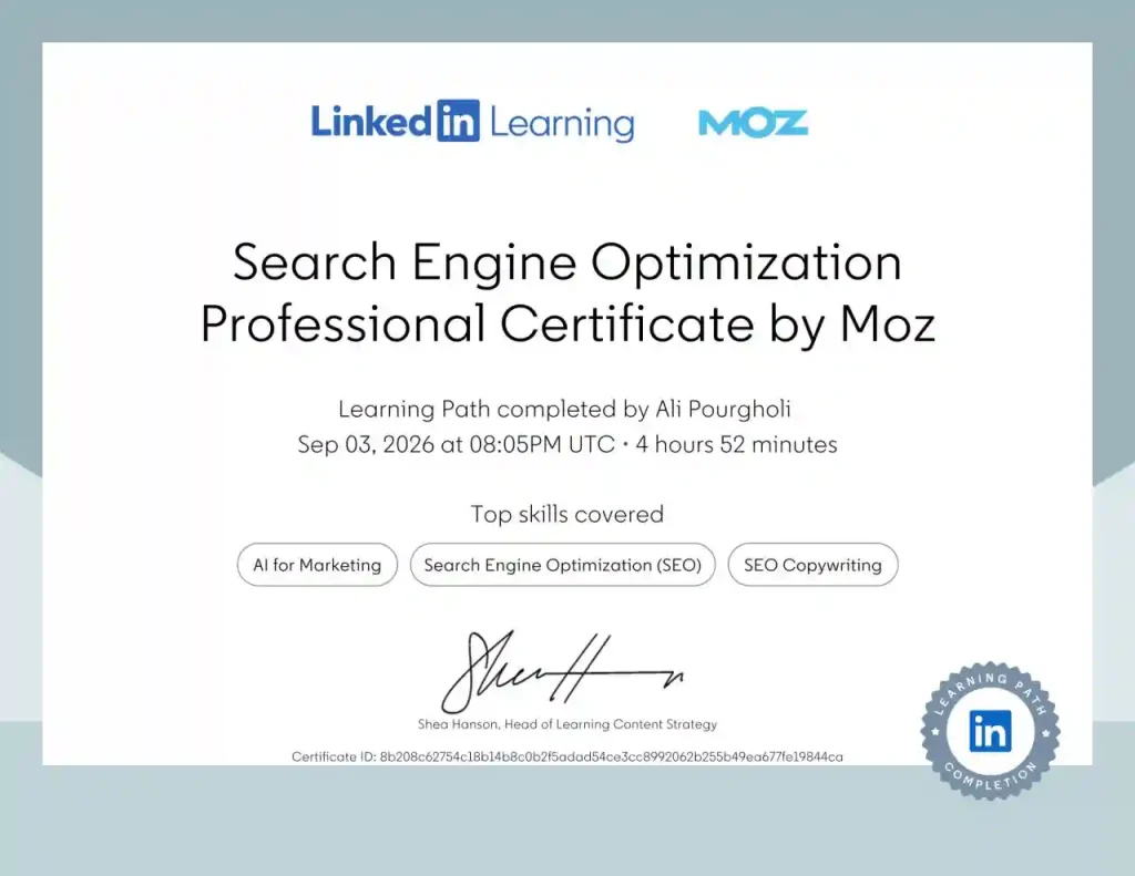 Search Engine Optimization Professional Certificate by Moz
